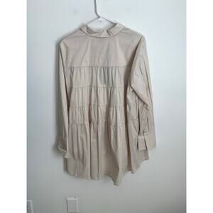 Renuar Gathered‎ Back Big Shirt bone color NWT Size large